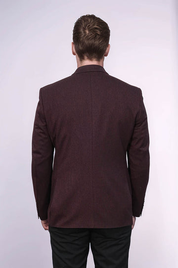 Blazer Hombre Texturizado Slim Fit Con Solapa De Pico Burdeos - Wessi