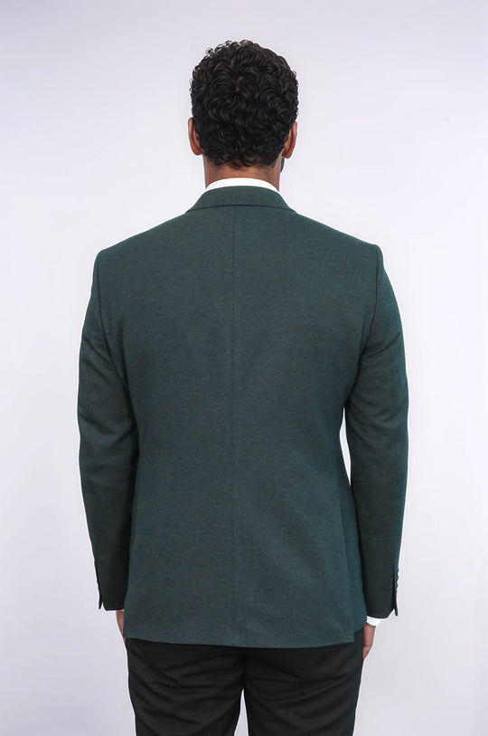 Blazer da uomo verde testurizzato slim fit con risvolto a lancia - Wessi