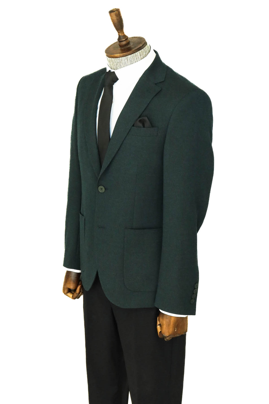Textured Slim Fit Peak Lapel Green Men Blazer and Combination- Wessi