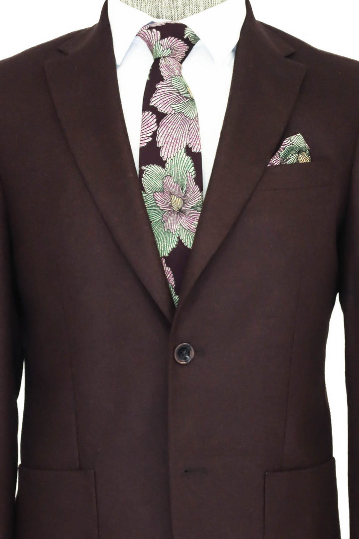 Blazer Lana Hombre Slim Fit Liso Solapa Ancha Burdeos - Wessi