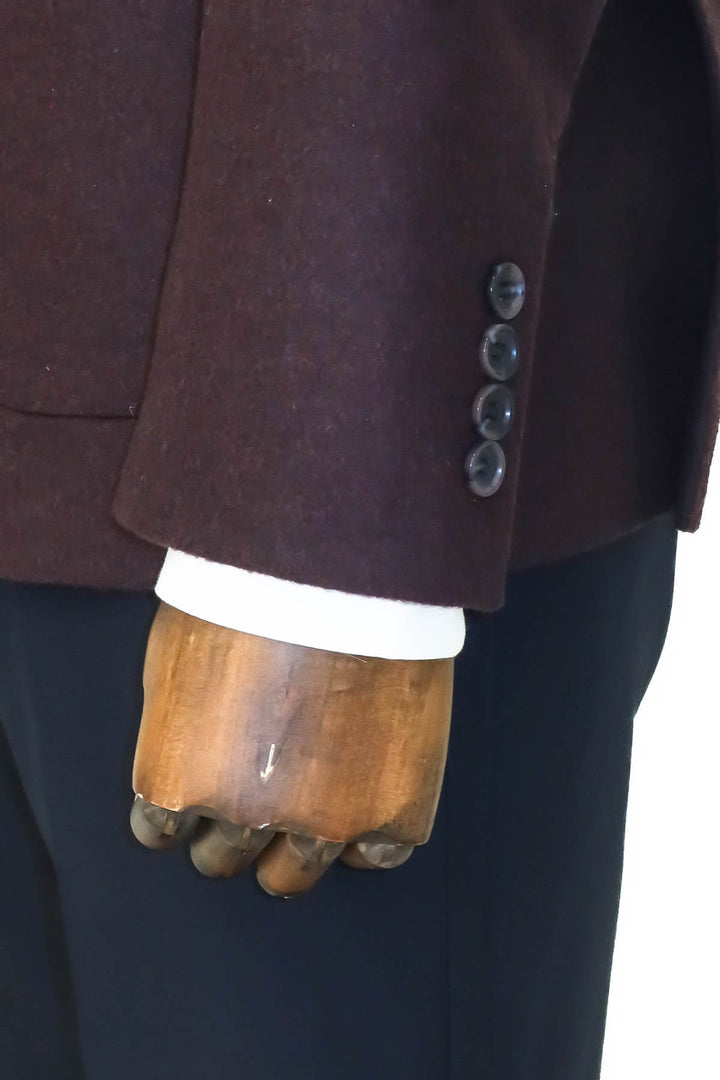 Blazer Lana Hombre Slim Fit Liso Solapa Ancha Burdeos - Wessi
