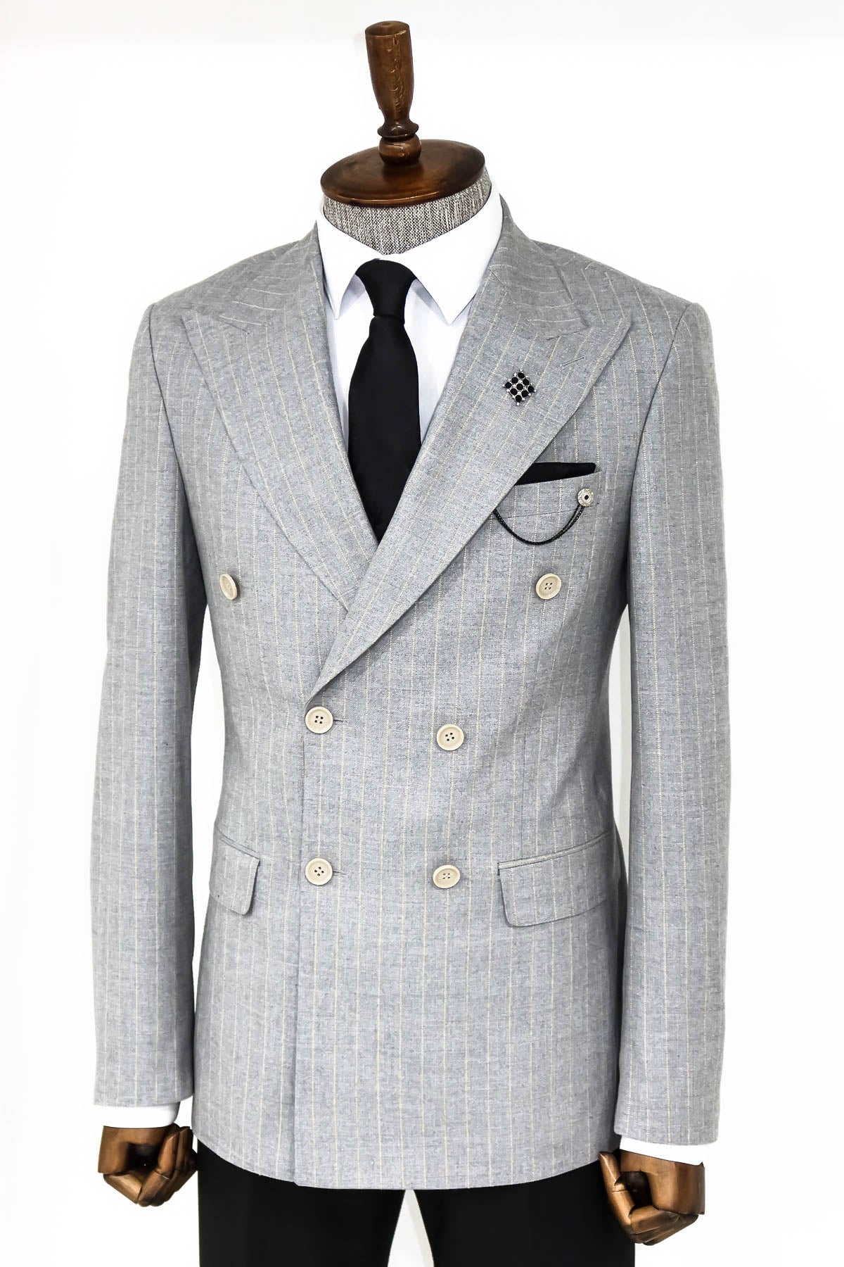 ジャケット Tagliatore Grey pinstripe double breasted waistcoat Tagliatore Pinstripe Suit | Grey | FARFETCH