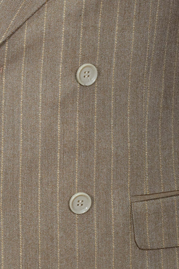 Striped Double Breasted Light Brown Men Blazer - Wessi