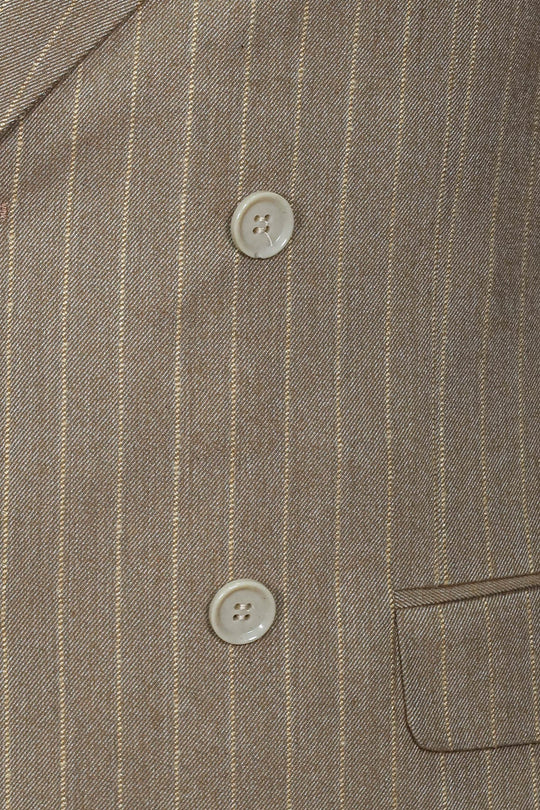 Striped Double Breasted Light Brown Men Blazer - Wessi