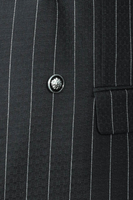 Blazer de hombre negro con doble botonadura y corte slim a rayas - Wessi
