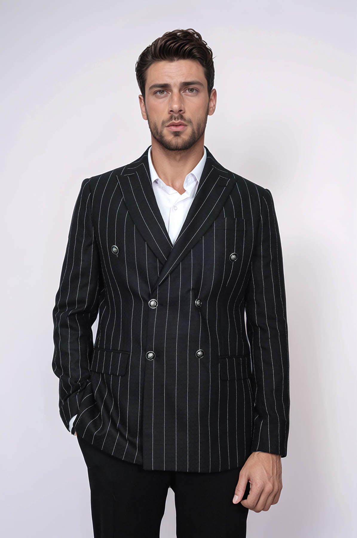 ボトムスその他 Plain Striped Double Breasted Blazer CK-5222-10-AI8.jpg?v=