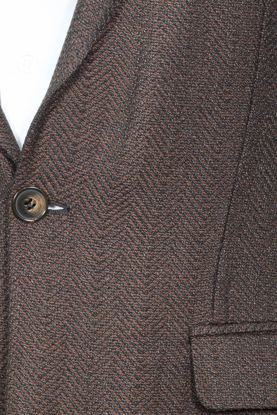 Slim Fit Patterned Brown Men Blazer - Wessi