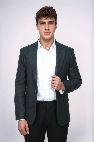 Blazer Hombre Slim Fit Estampado Verde Oscuro - Wessi