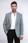 Patterned Wide Lapel Grey Men Blazer - Wessi