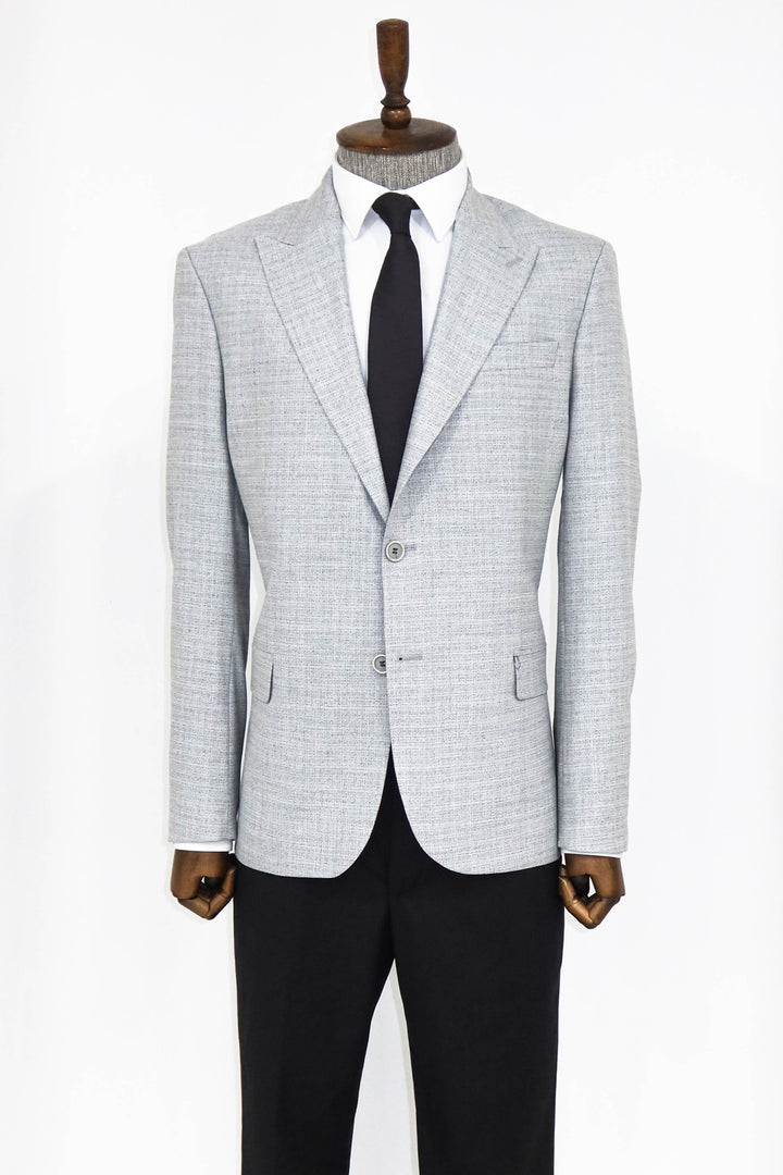 Combinación Blazer Y Pantalón Estampado Solapa Ancha Gris Hombre - Wessi