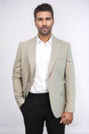 Patterned Wide Lapel Cream Men Blazer - Wessi