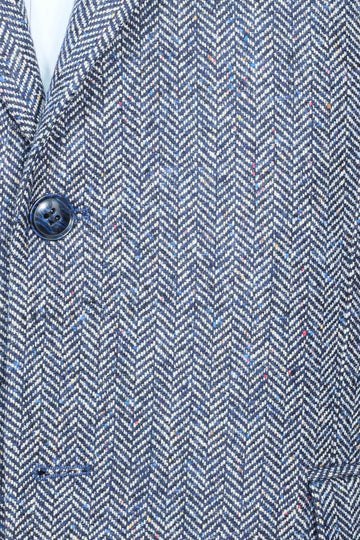 Houndstooth Pattern Wool Blue Men Blazer - Wessi
