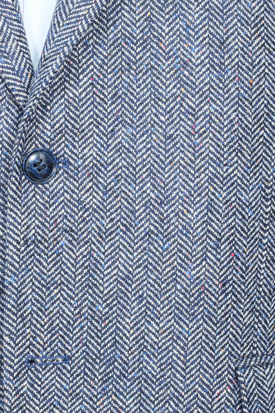 Houndstooth Pattern Wool Blue Men Blazer - Wessi