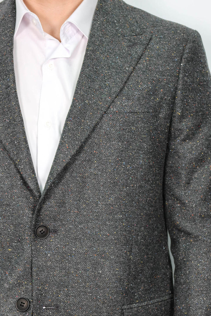 Blazer Hombre Lana Pata De Gallo Antracita - Wessi