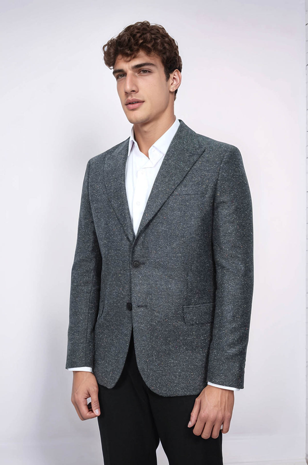 Blazer Hombre Lana Pata De Gallo Antracita - Wessi
