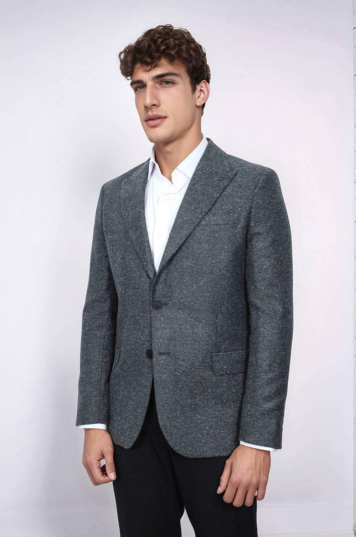 Blazer Hombre Lana Pata De Gallo Antracita - Wessi