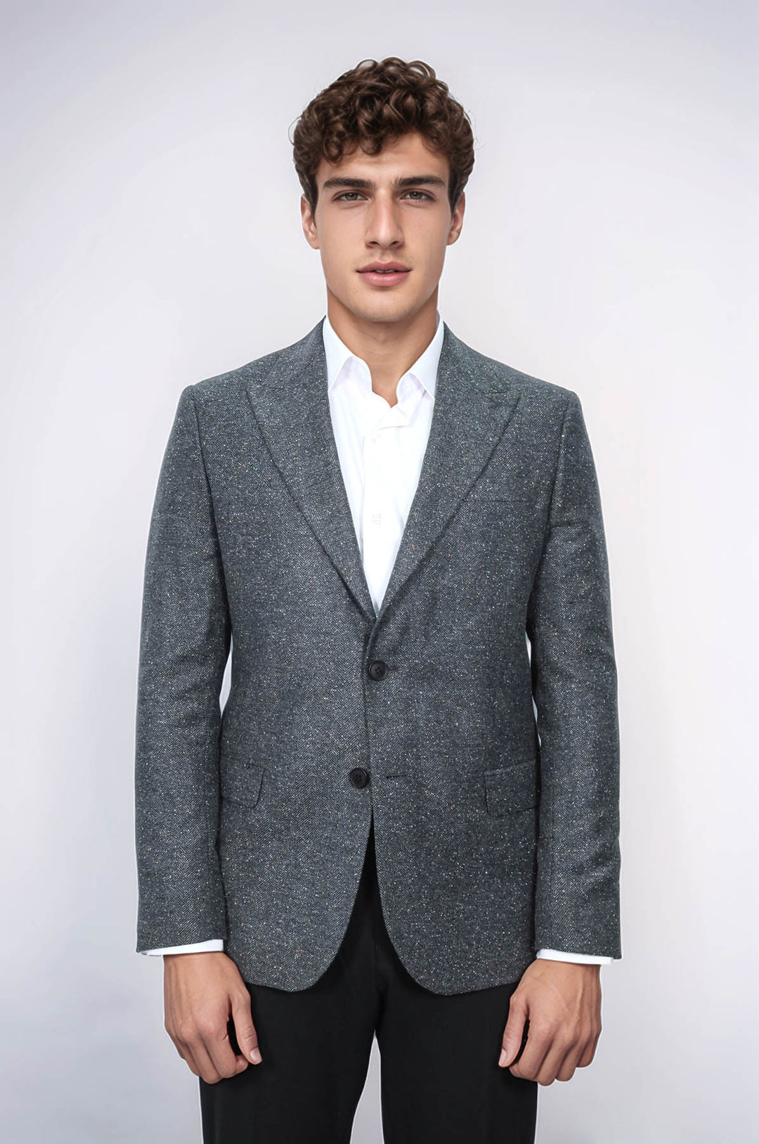Blazer Hombre Lana Pata De Gallo Antracita - Wessi