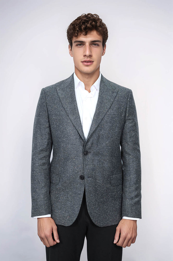 Blazer Hombre Lana Pata De Gallo Antracita - Wessi