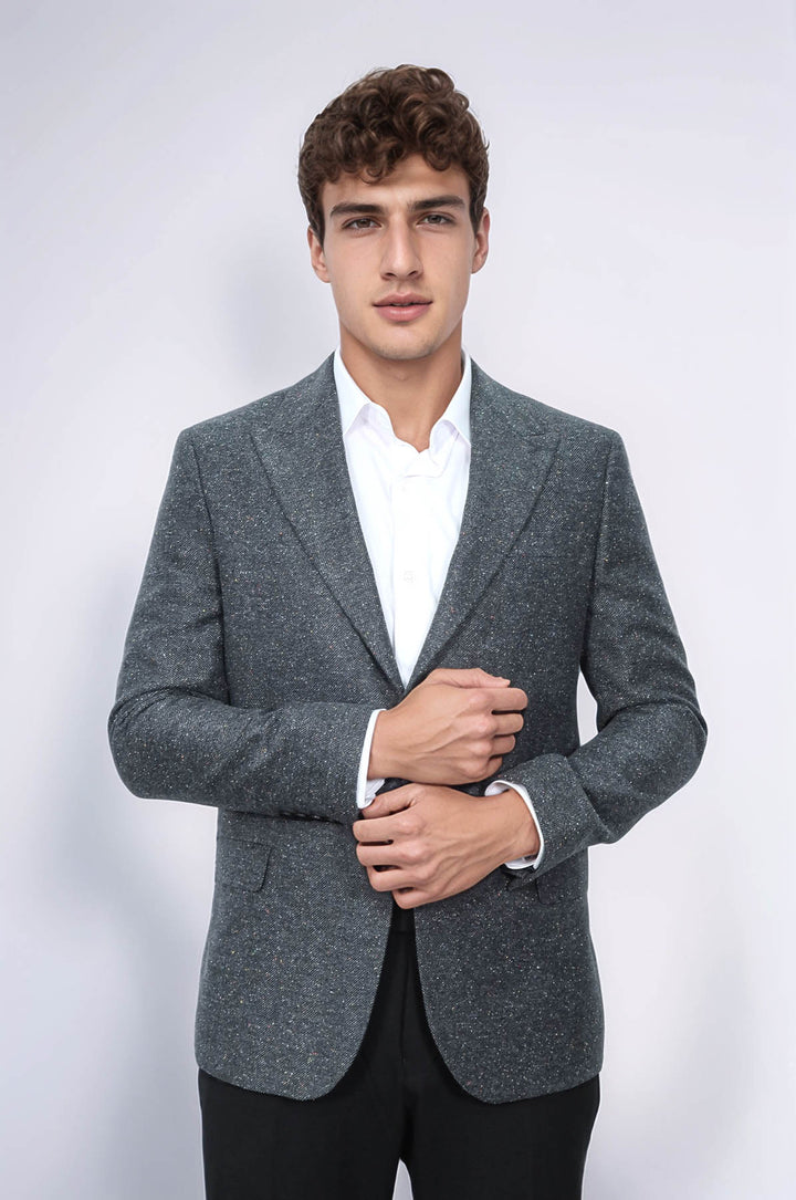 Blazer Hombre Lana Pata De Gallo Antracita - Wessi