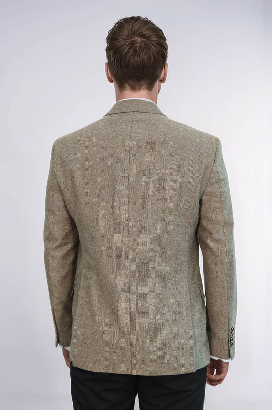 Blazer Hombre Crema Pata De Gallo De Lana Crema - Wessi