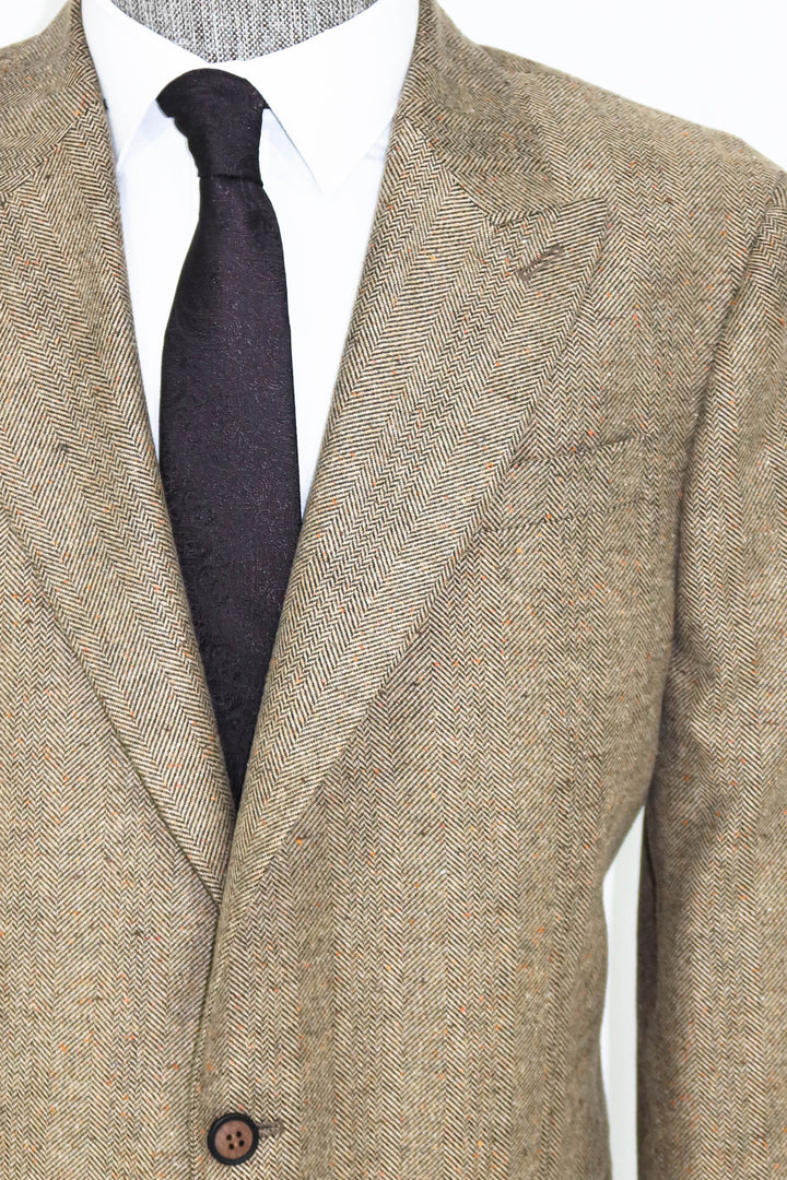 Combinación Blazer Y Pantalón Estampado Pata De Gallo Lana Crema Hombre - Wessi