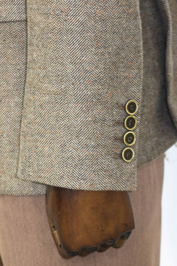 Combinación Blazer Y Pantalón Estampado Pata De Gallo Lana Crema Hombre - Wessi