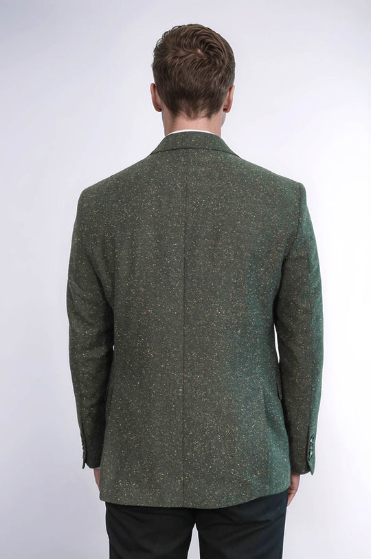 Blazer Hombre Lana Estampado Pata De Gallo Verde - Wessi