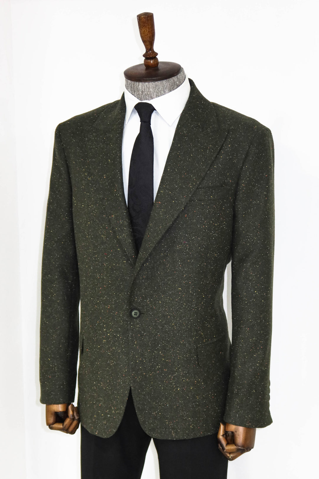 Combinación Blazer Y Pantalón De Hombre Lana Estampado Pata De Gallo Verde - Wessi