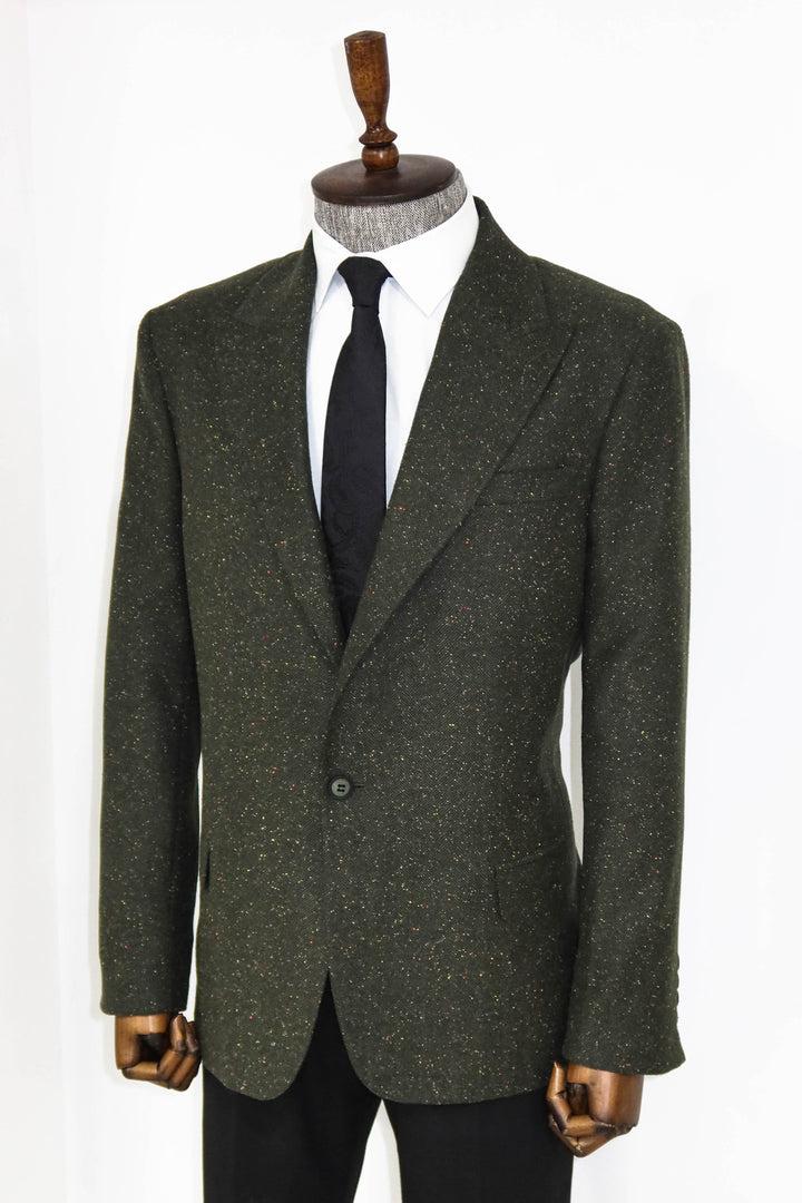 Combinación Blazer Y Pantalón De Hombre Lana Estampado Pata De Gallo Verde - Wessi