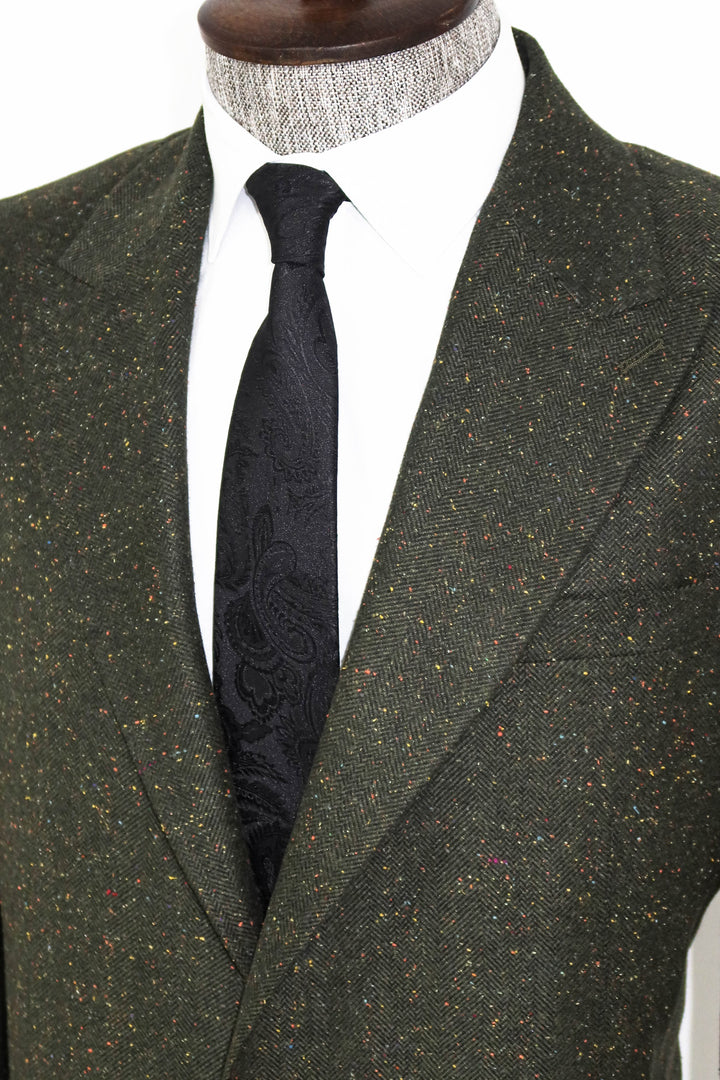 Combinación Blazer Y Pantalón De Hombre Lana Estampado Pata De Gallo Verde - Wessi