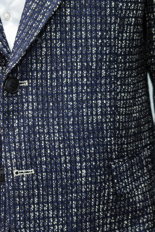 Slim Fit Patterned Sport Navy Blue Men Blazer - Wessi