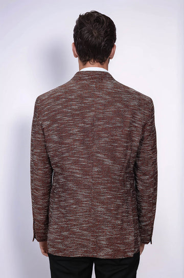 Slim Fit Patterned Sport Brown Men Blazer - Wessi
