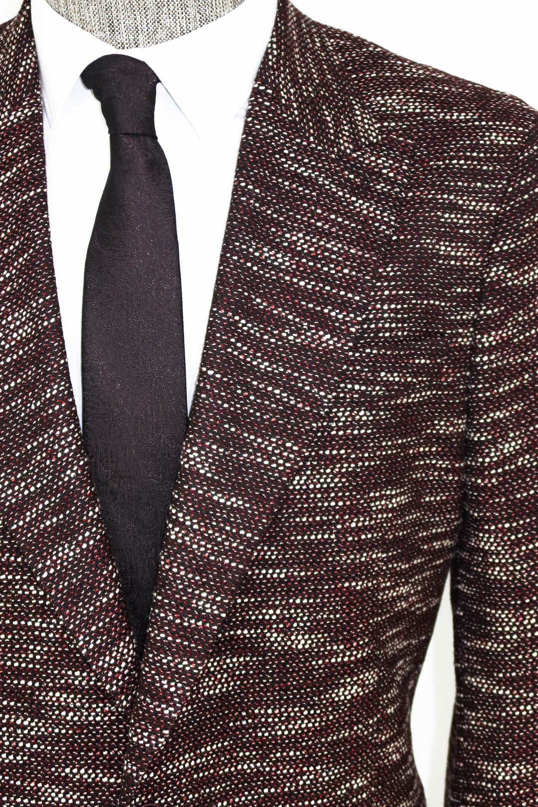 Slim Fit Patterned Sport Burgundy Men Blazer and Trousers Combination- Wessi