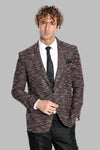 Slim Fit Patterned Sport Burgundy Men Blazer - Wessi
