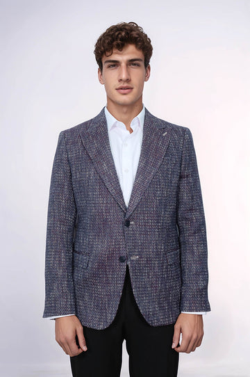 Slim Fit Patterned Sport Purple Men Blazer - Wessi