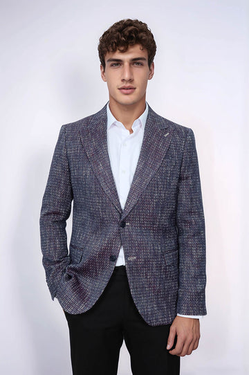 Slim Fit Patterned Sport Purple Men Blazer - Wessi
