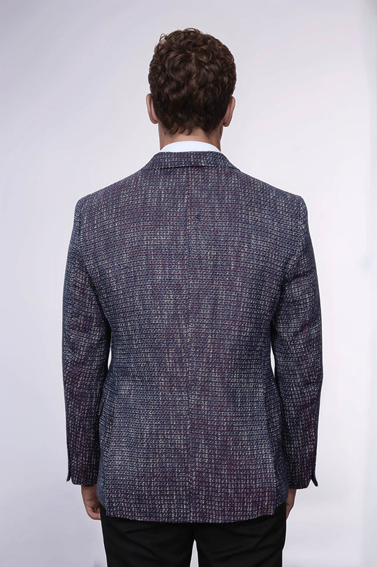 Slim Fit Patterned Sport Purple Men Blazer - Wessi