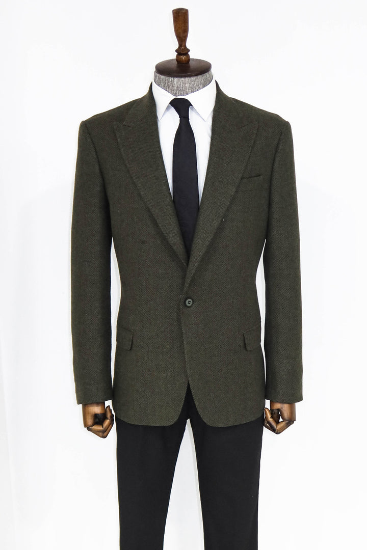 Combinación Blazer y Pantalón Hombre Lana Pata de Gallo Verde Oscuro - Wessi