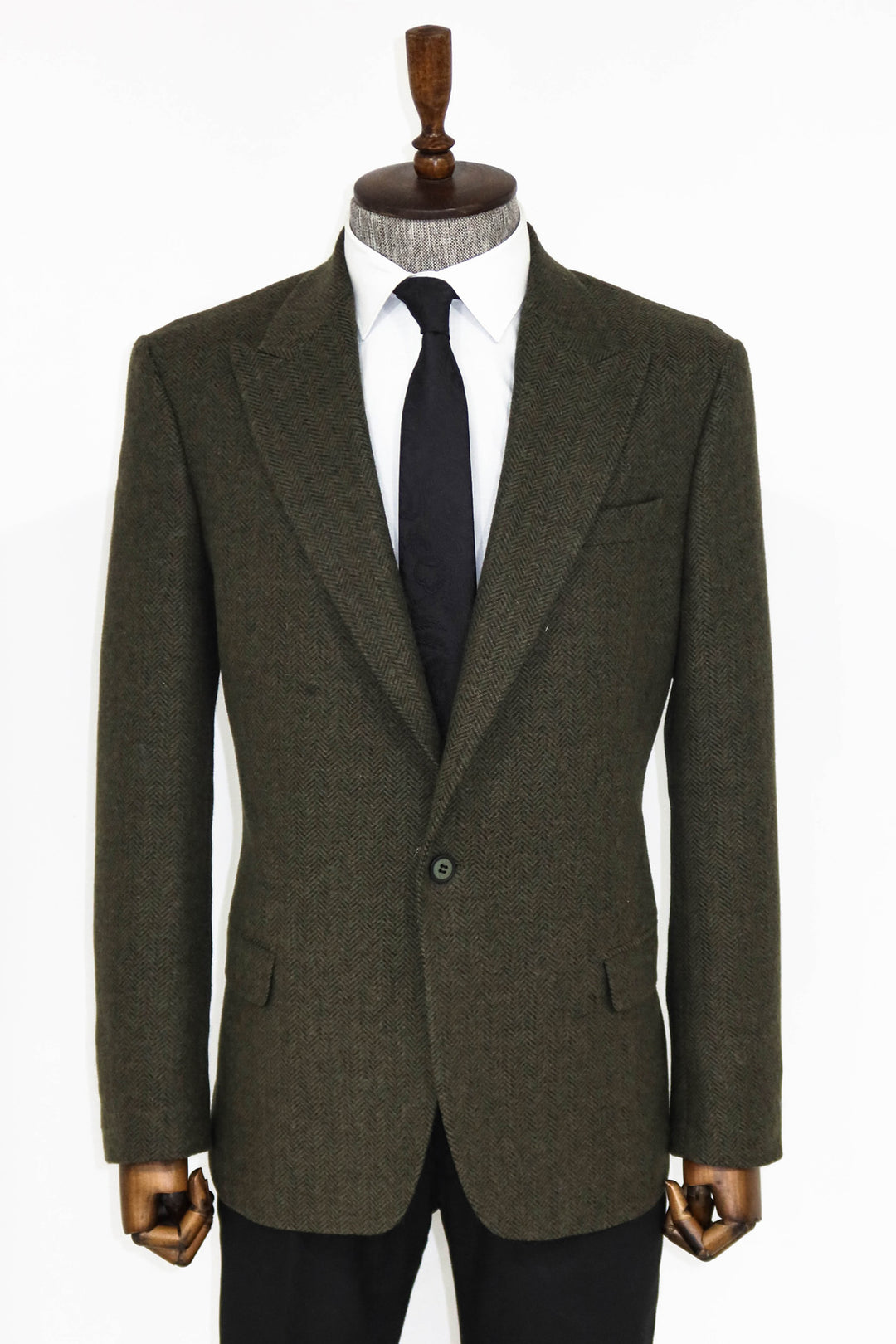 Combinación Blazer y Pantalón Hombre Lana Pata de Gallo Verde Oscuro - Wessi