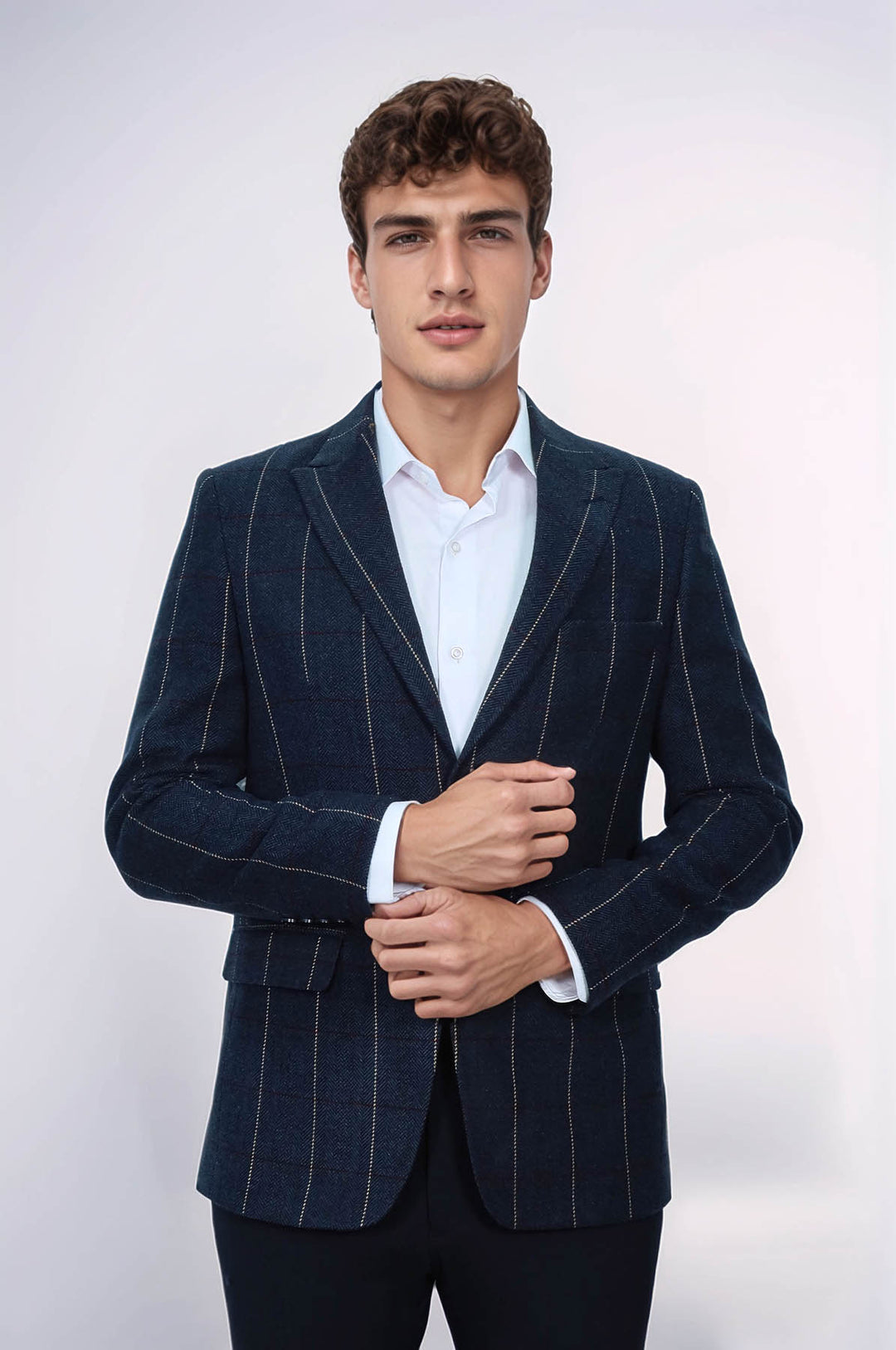 Blazer slim fit a quadri blu navy - Wessi
