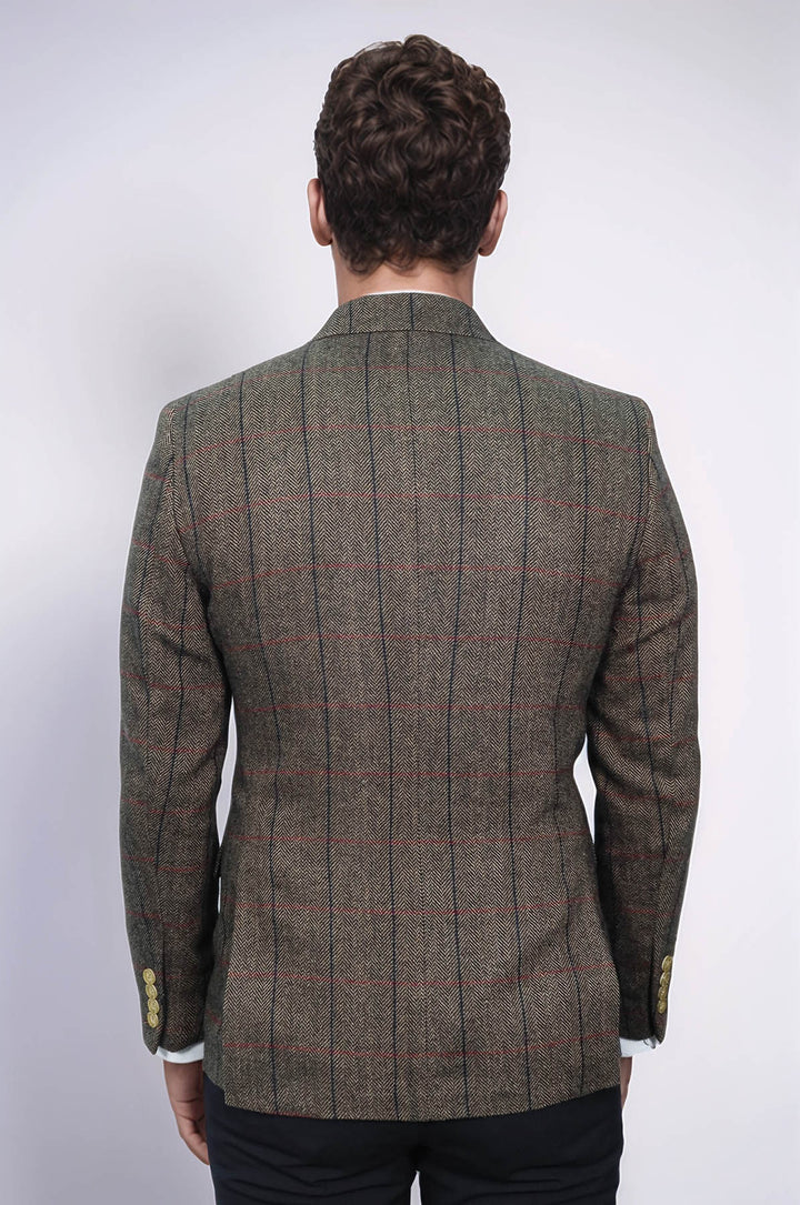 Blazer de hombre slim fit a cuadros marrón - Wessi