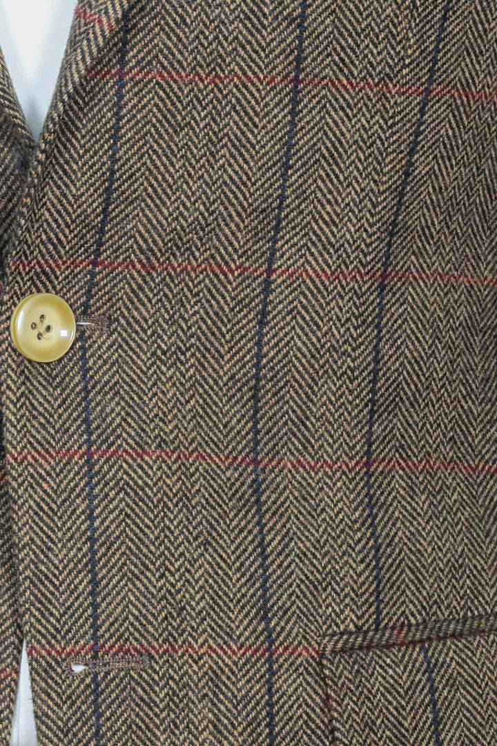 Blazer de hombre slim fit a cuadros marrón - Wessi