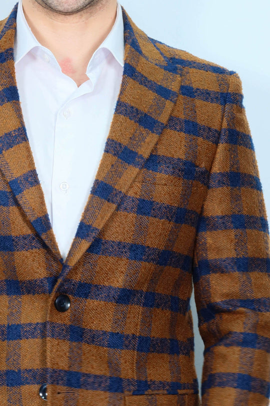 Checked Tawny Slim-Fit Blazer - Wessi