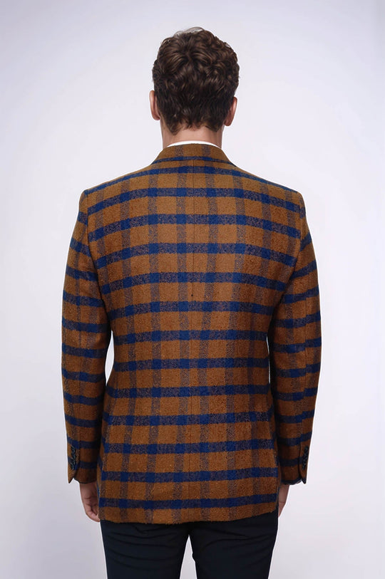 Checked Tawny Slim-Fit Blazer - Wessi
