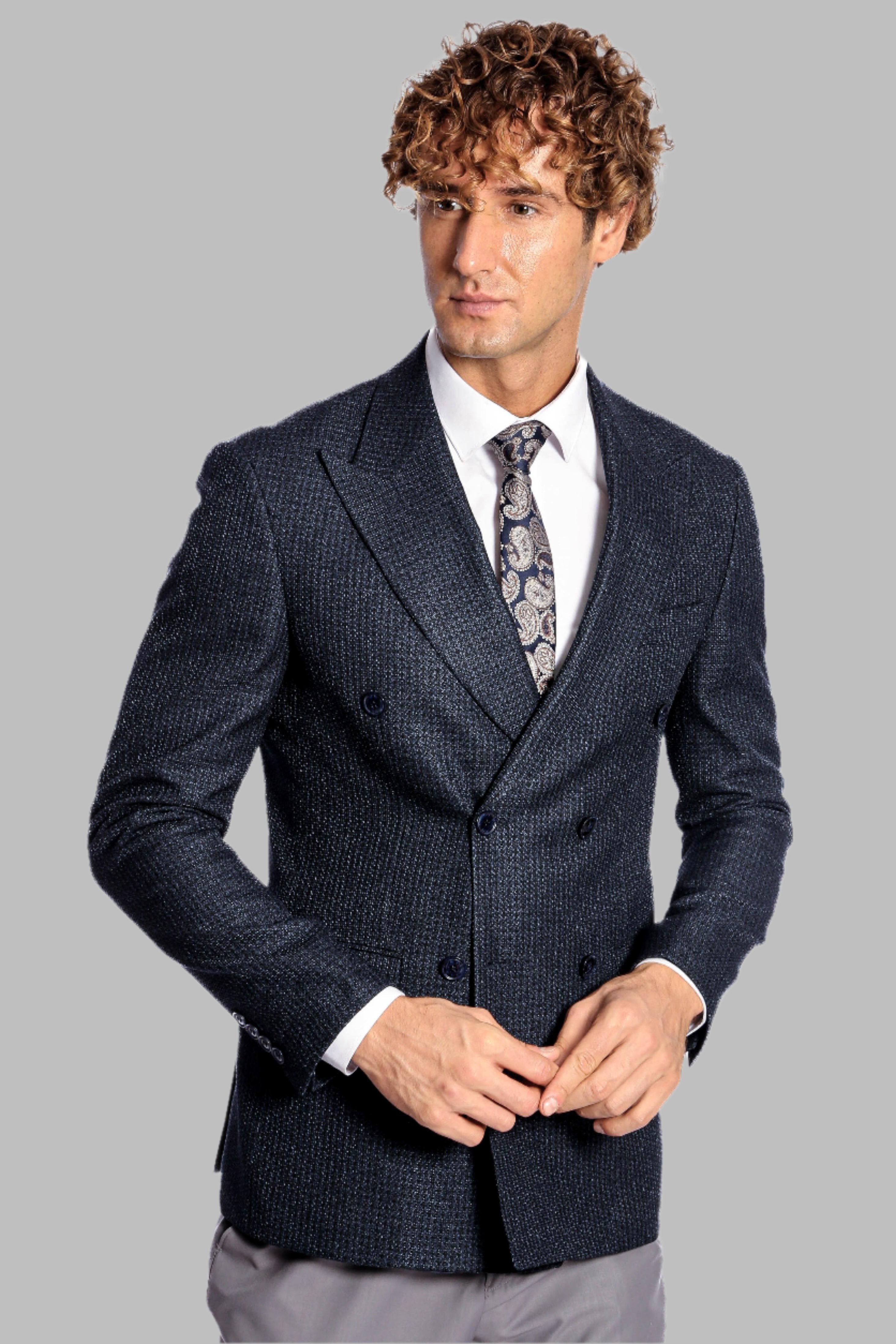 Navy houndstooth blazer online