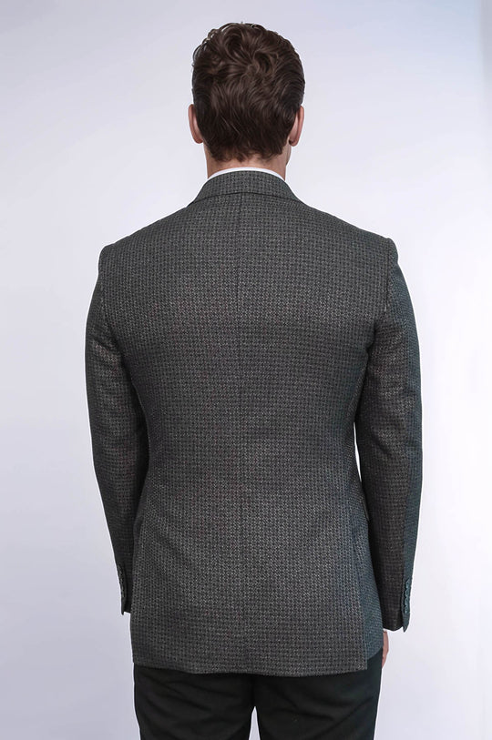 Blazer Cruzado Hombre Gris Estampado Pata De Gallo - Wessi