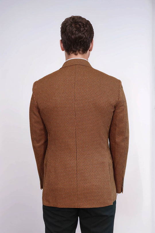 Blazer Cruzado Tawny Estampado Pata De Gallo Para Hombre - Wessi