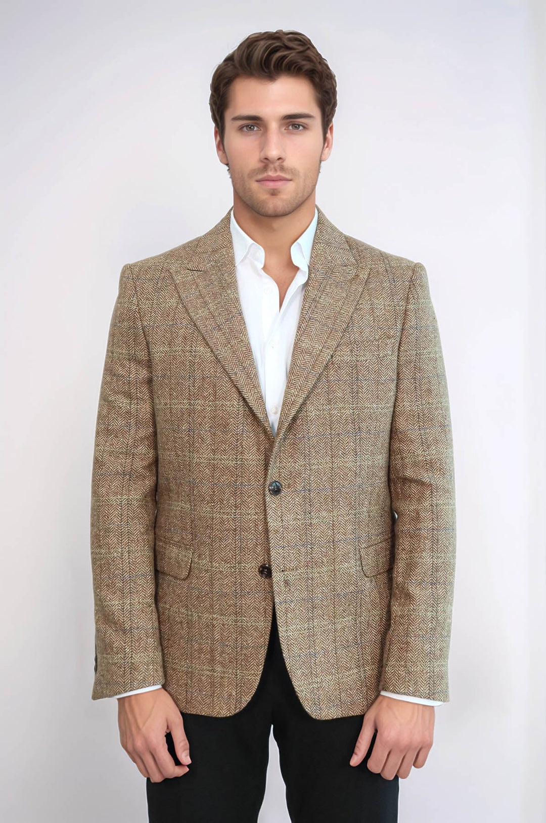 Blazer Hombre Herringbone Slim Fit Lana Marrón - Wessi