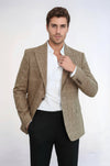 Blazer Hombre Herringbone Slim Fit Lana Marrón - Wessi