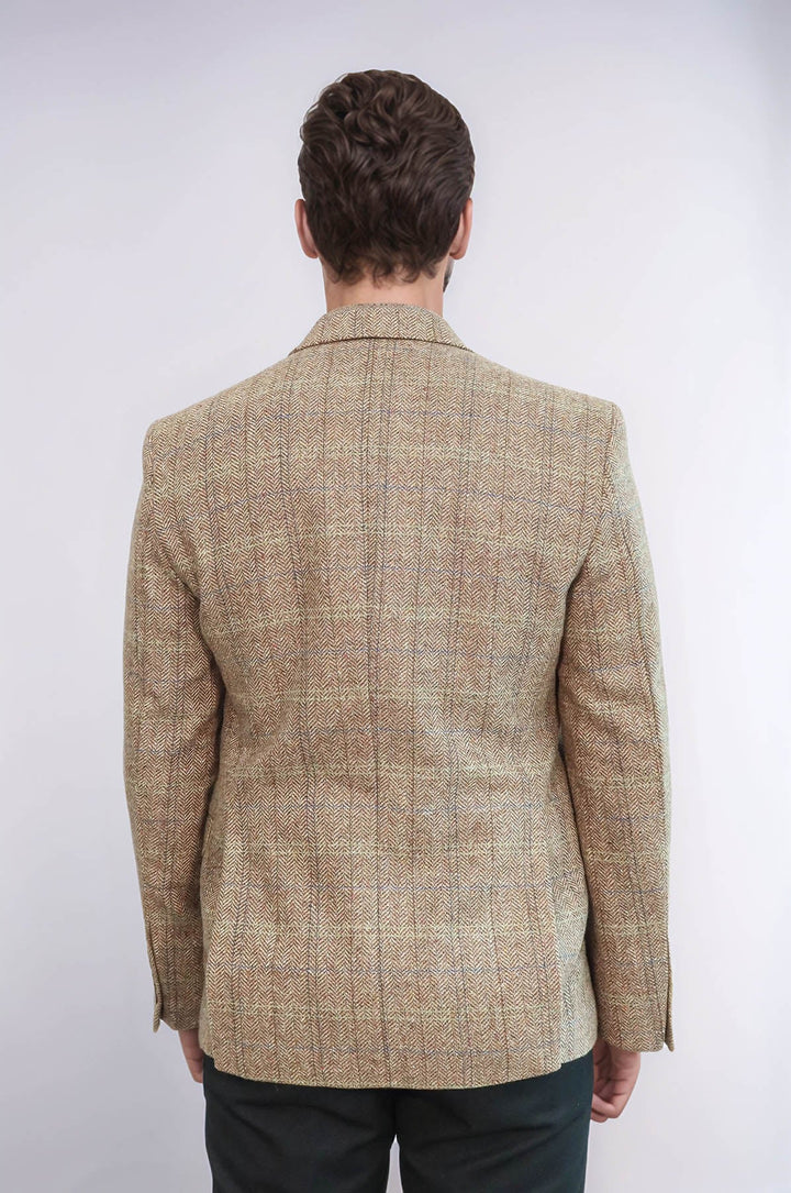 Blazer Hombre Herringbone Slim Fit Lana Marrón - Wessi